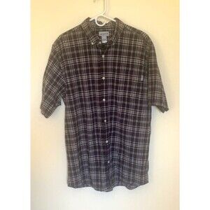 Carhartt Mens Large Plaid button up shirt rugged button collar western